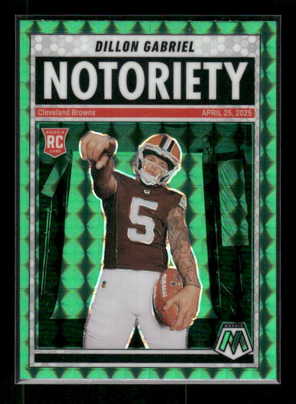 Dillon Gabriel - 2025 Mosaic Football - Green Mosaic Notoriety - Rookie
