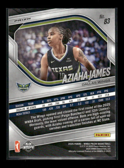 Aziaha James - 2025 Prizm WNBA - Cracked Ice - Rookie