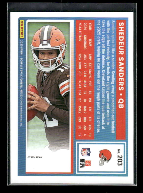 Shedeur Sanders - 2025 Optic Football - Purple Shock - Rated Rookie