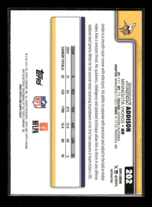 Jordan Addison - 2025 Topps Chrome Football - Refractor