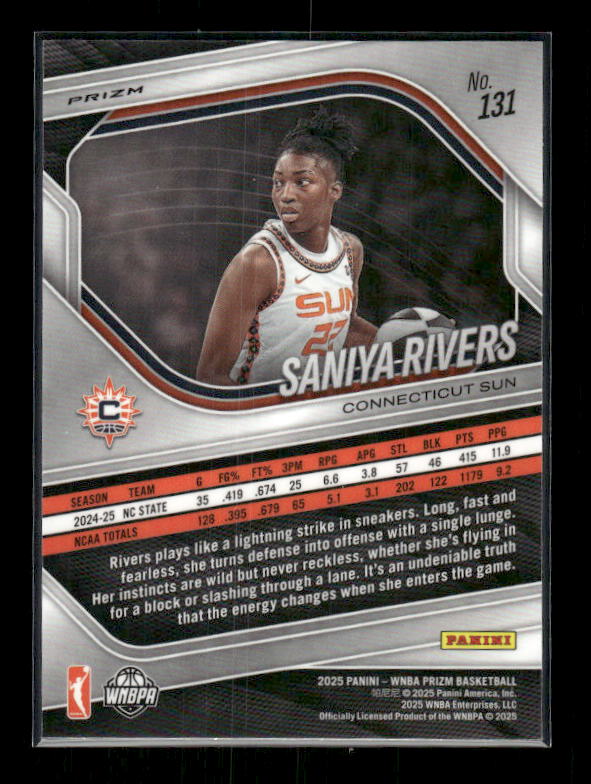 Saniya Rivers - 2025 Prizm WNBA - WNBA Logo Prizm - Rookie