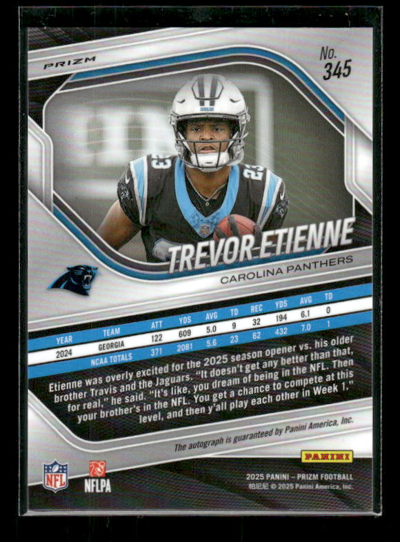 Trevor Etienne - 2025 Prizm Football - Silver Prizm Auto - Rookie
