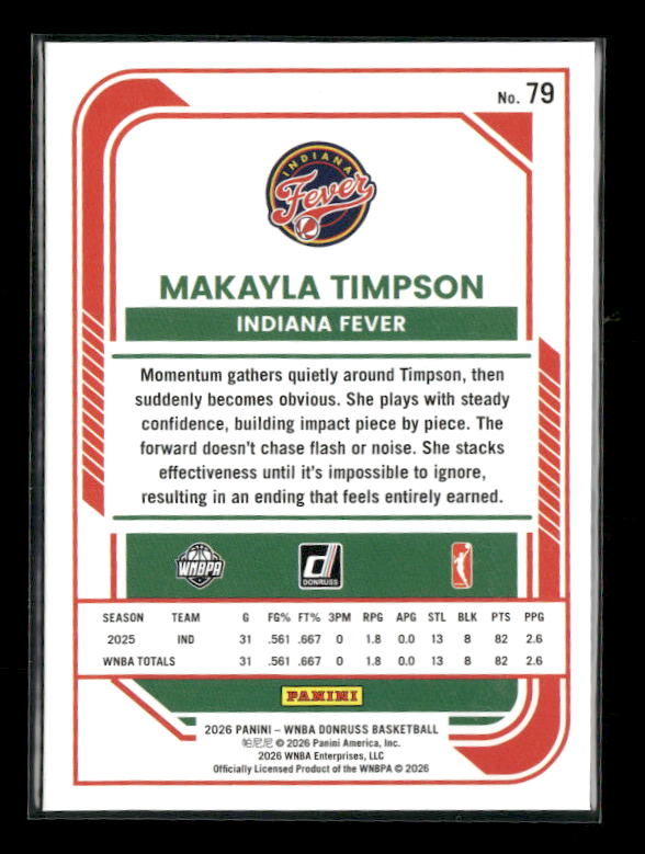 Makayla Timpson - 2026 Donruss WNBA - Green Shimmer