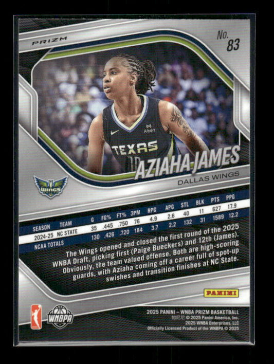 Aziaha James - 2025 Prizm WNBA - White Seismic - Rookie