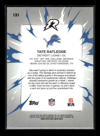 Tate Ratledge - 2025 Resurgence Football - Green Surge /175 - Rookie