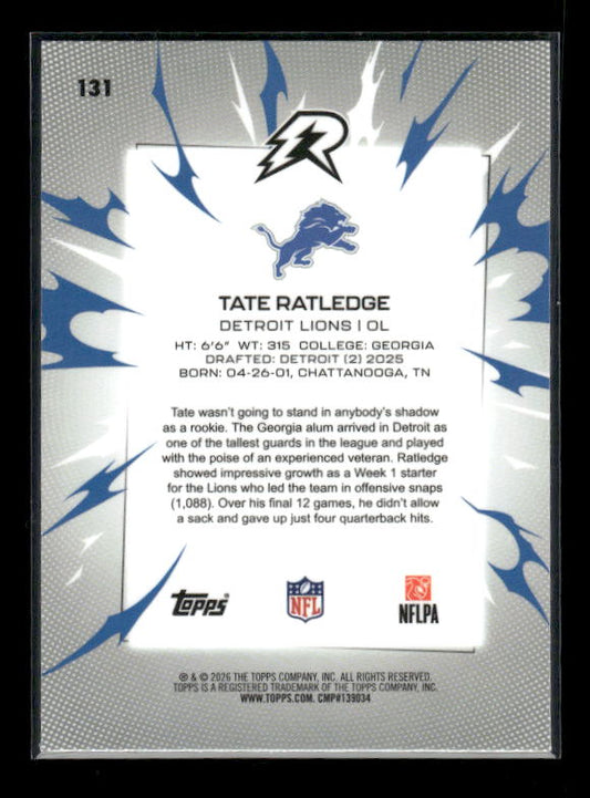 Tate Ratledge - 2025 Resurgence Football - Green Surge /175 - Rookie