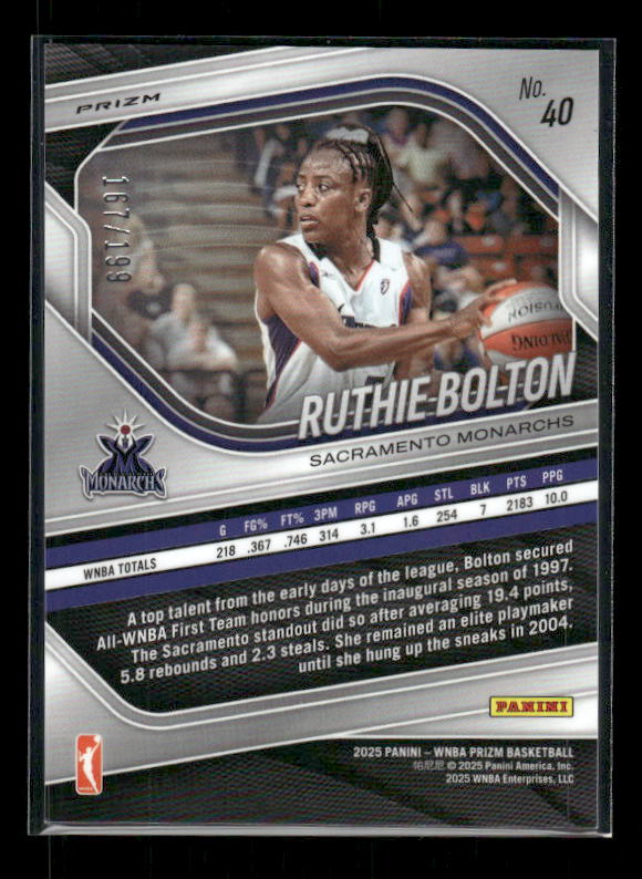 Ruthie Bolton - 2025 Prizm WNBA - Blue Prizm /199