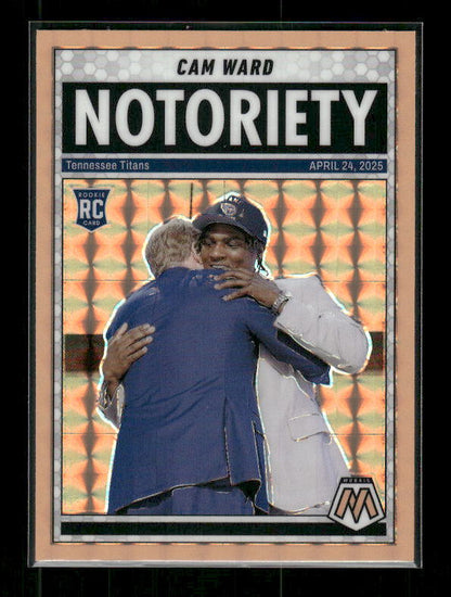 Cam Ward - 2025 Mosaic Football - Orange Fluorescent Notoriety - Rookie