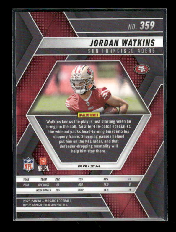 Jordan Watkins - 2025 Mosaic Football - Red White Stripe - Rookie