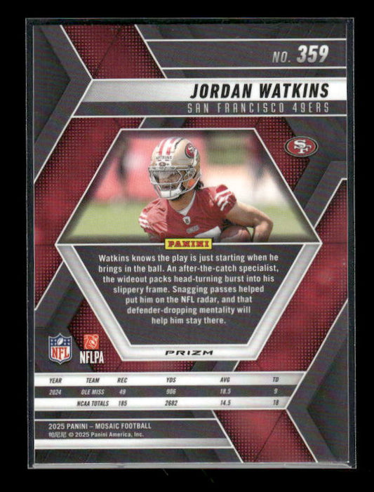 Jordan Watkins - 2025 Mosaic Football - Red White Stripe - Rookie