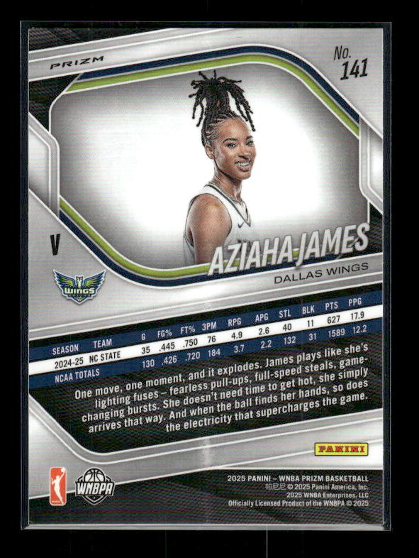 Aziaha James - 2025 Prizm WNBA - Orange Ice - Rookie Variation