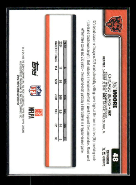 DJ Moore - 2025 Topps Chrome Football - Red White & Blue Refractor