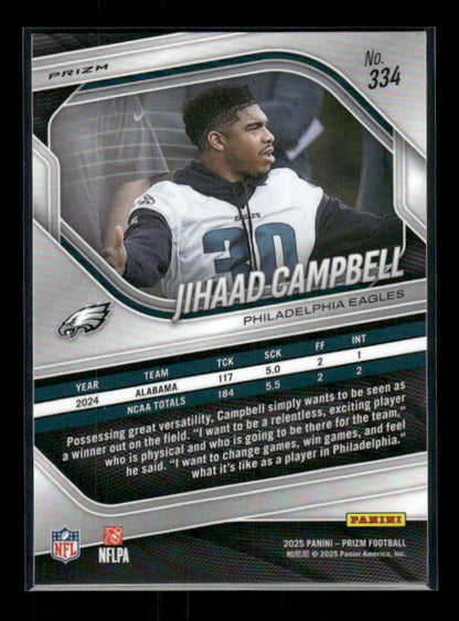 Jihaad Campbell - 2025 Prizm Football - White Disco - Rookie