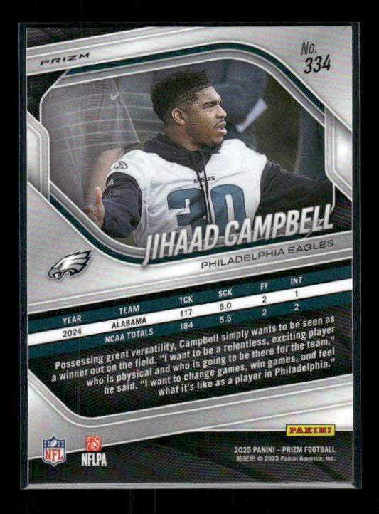 Jihaad Campbell - 2025 Prizm Football - White Disco - Rookie