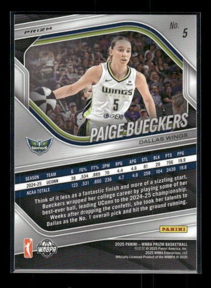 Paige Bueckers - 2025 Prizm WNBA - White Seismic - Rookie