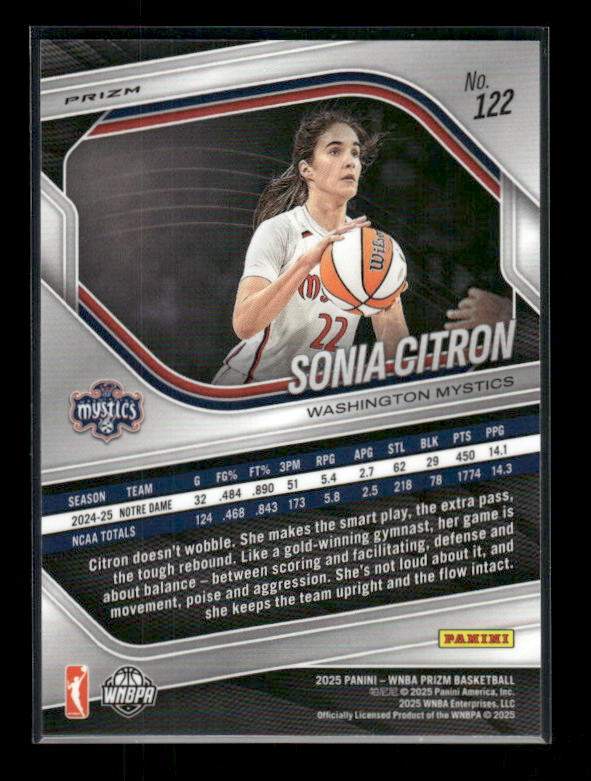 Sonia Citron - 2025 Prizm WNBA - White Seismic - Rookie