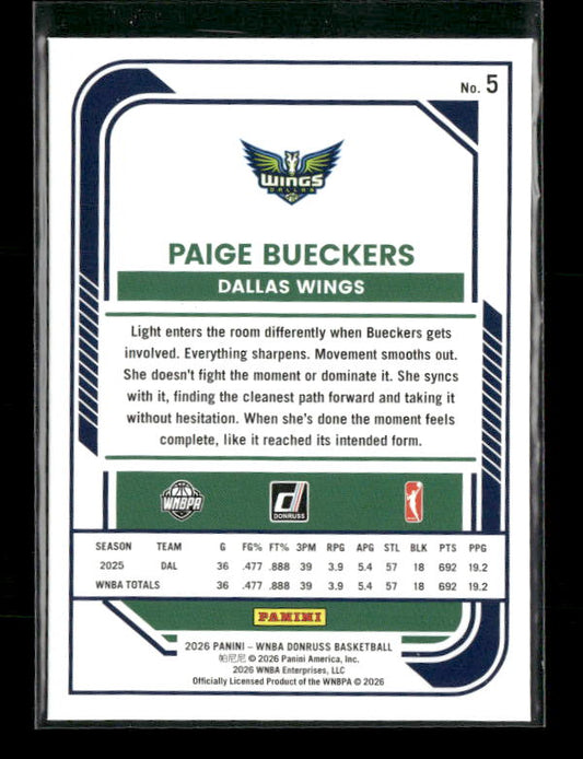 Paige Bueckers - 2026 Donruss WNBA - Holo