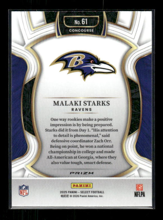 Malaki Starks - 2025 Select Football - Green & Yellow Shock - Rookie