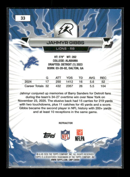 Jahmyr Gibbs - 2025 Resurgence Football - Refractor