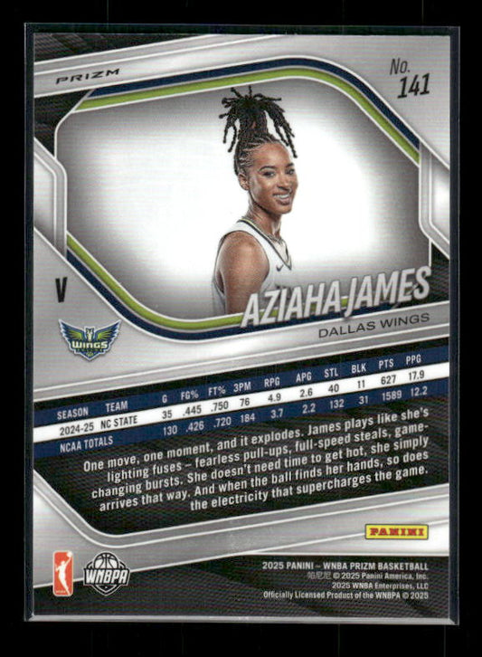 Aziaha James - 2025 Prizm WNBA - White Seismic - Rookie Variation