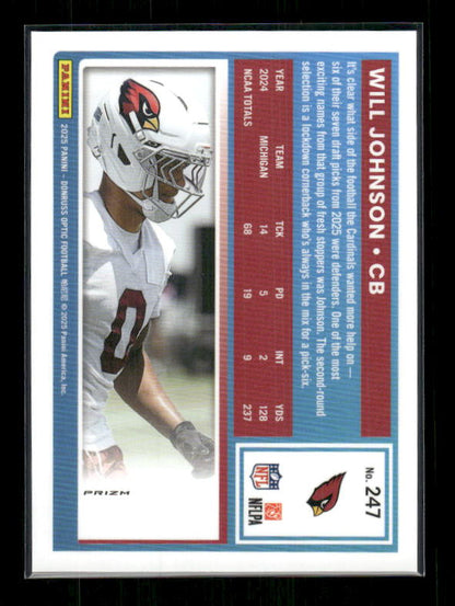 Will Johnson - 2025 Optic Football - Holo - Rated Rookie
