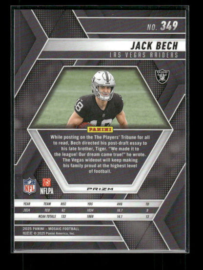 Jack Bech - 2025 Mosaic Football - Green Mosaic - Rookie