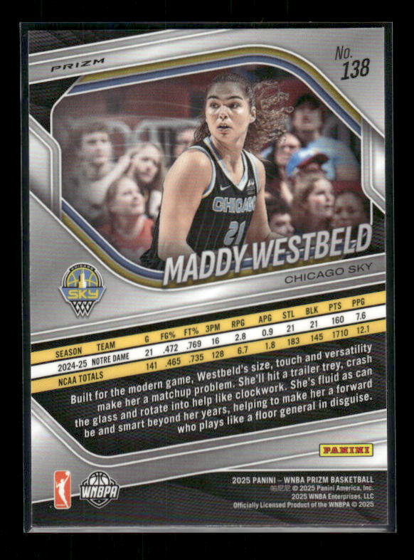 Maddy Westbeld - 2025 Prizm WNBA - Blue Velocity - Rookie