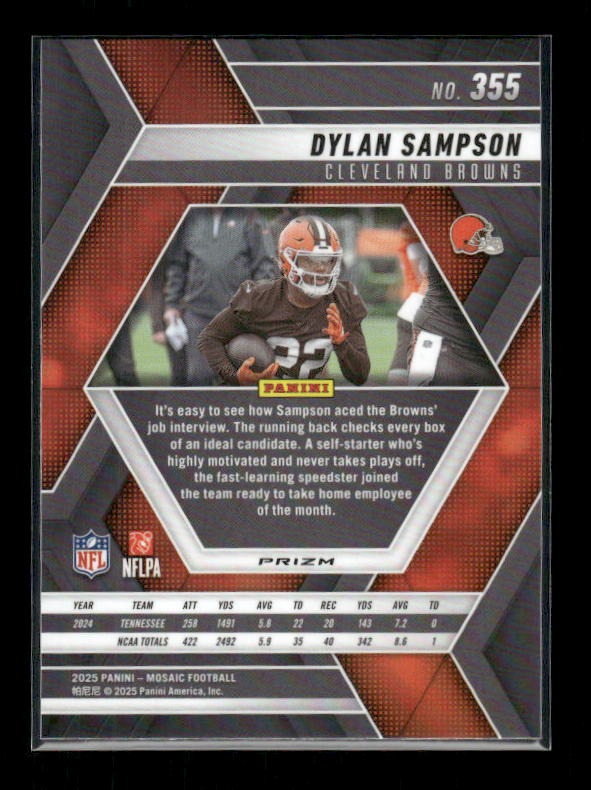 Dylan Sampson - 2025 Mosaic Football - Purple Scope - Rookie