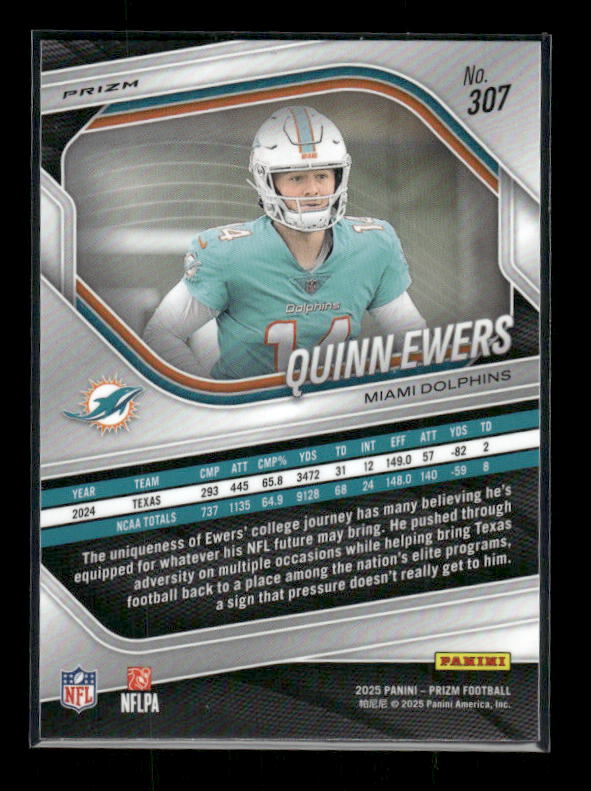 Quinn Ewers - 2025 Prizm Football - White Disco Prizm - Rookie
