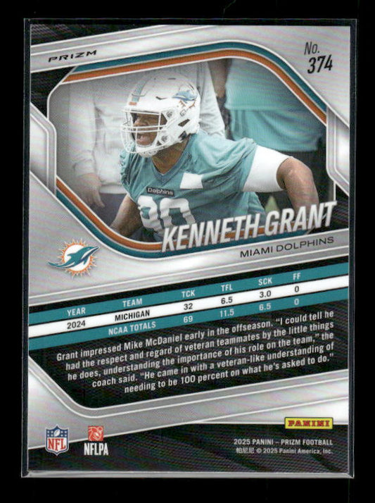 Kenneth Grant - 2025 Prizm Football - White Disco - Rookie