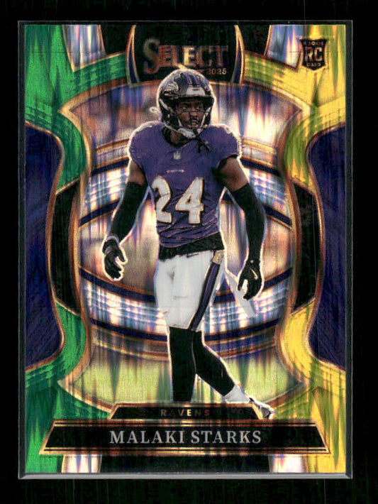Malaki Starks - 2025 Select Football - Green & Yellow Shock - Rookie