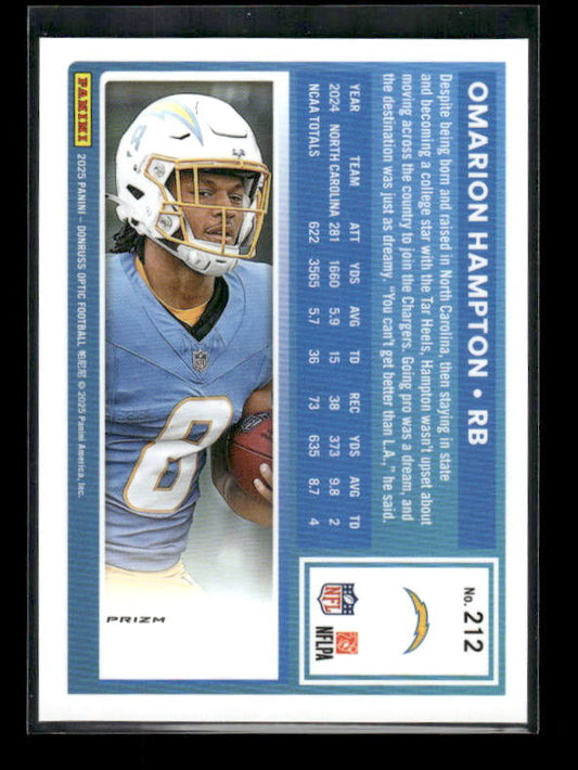 Omarion Hampton - 2025 Optic Football - Purple Shock - Rated Rookie