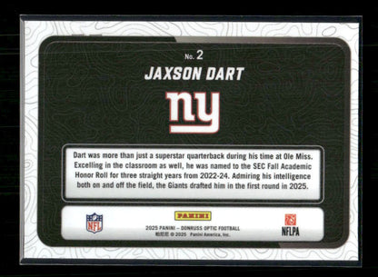 Jaxson Dart - 2025 Optic Football - Passing Grade - Rookie