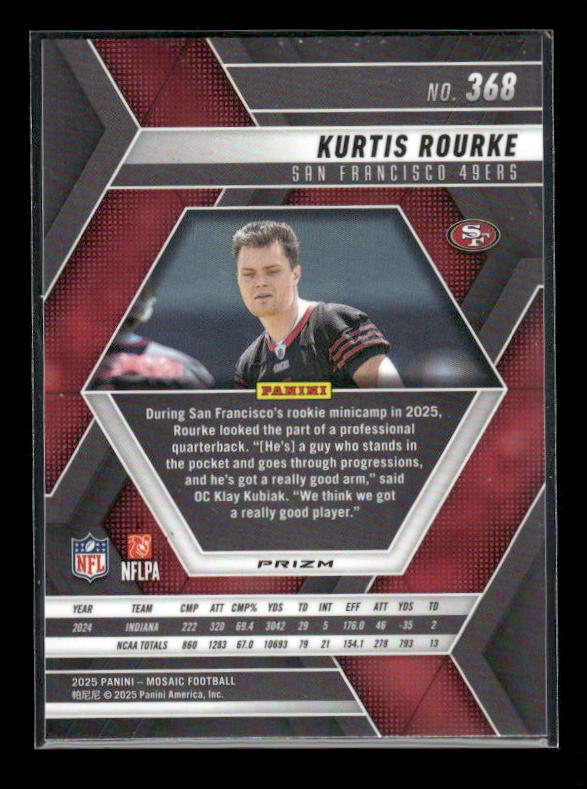 Kurtis Rourke - 2025 Mosaic Football - Red White Stripe - Rookie