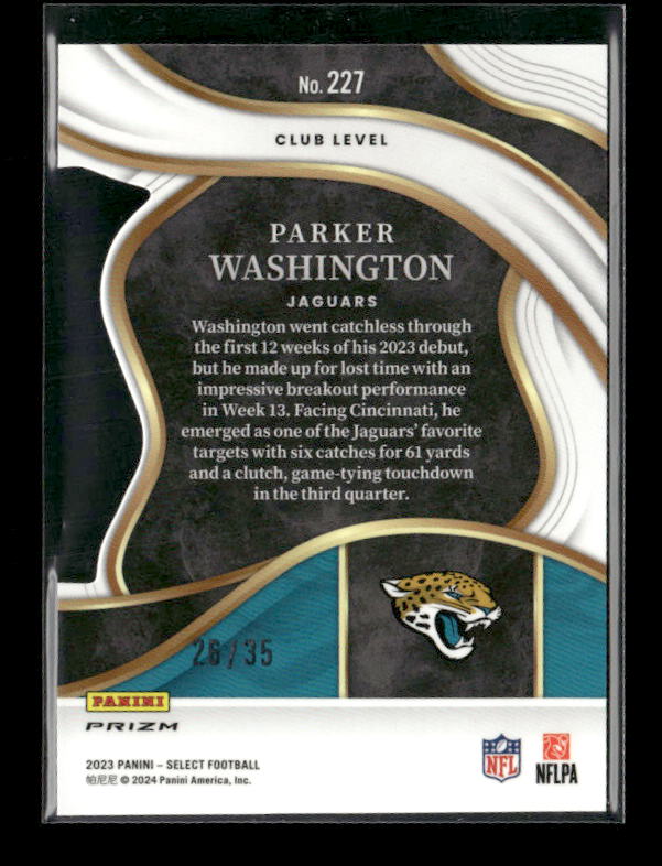 Parker Washington - 2023 Select Football - Orange & Blue Die Cut /35 - Rookie