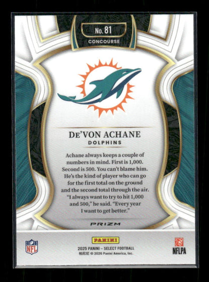 De'Von Achane - 2025 Select Football - Red & Blue Shock