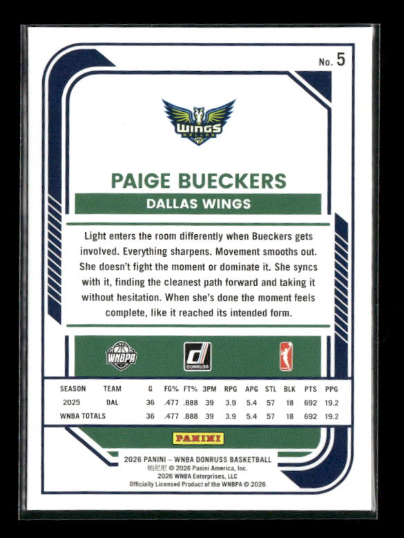 Paige Bueckers - 2026 Donruss WNBA - Holo