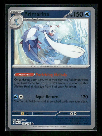 Primarina - 2026 Mega Evolution: Pitch Black #20/84 Reverse Holo