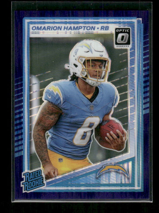 Omarion Hampton - 2025 Optic Football - Purple Shock - Rated Rookie