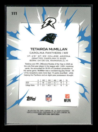 Tetairoa McMillan - 2025 Resurgence Football - Sky Blue and Pink Shock - Rookie