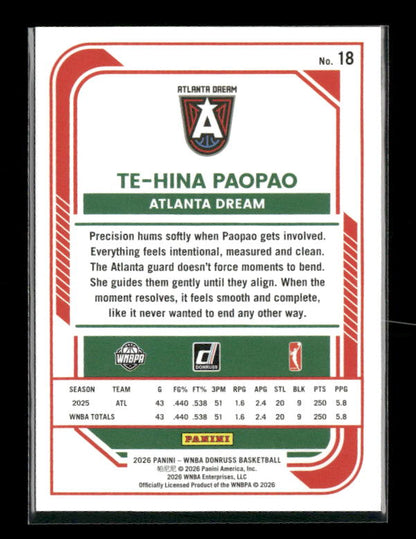 Te Hina PaoPao - 2026 Donruss WNBA - Purple Shimmer /399