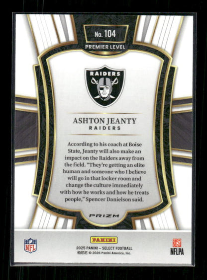 Ashton Jeanty - 2025 Select Football - Premier Black & Red Shock - Rookie
