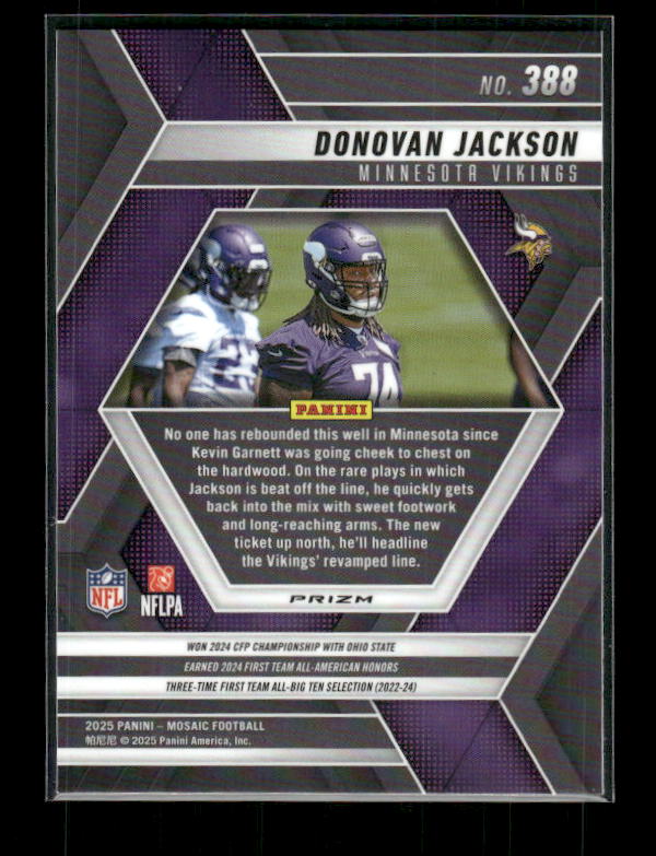 Donovan Jackson - 2025 Mosaic Football - Green Mosaic - Rookie