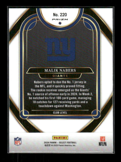 Malik Nabers - 2024 Select Football - Red & Black Shock - Club Level - Rookie