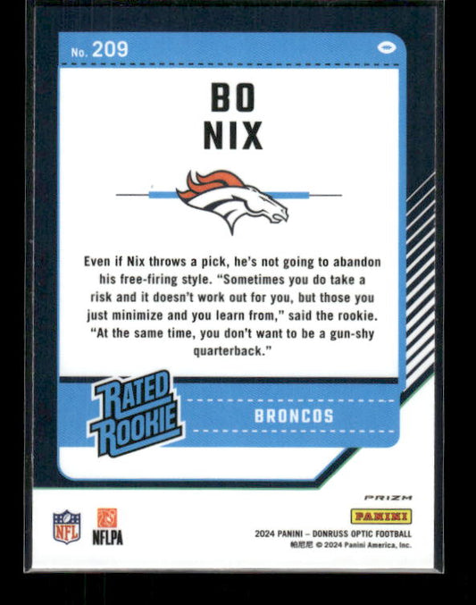 Bo Nix - 2024 Optic Football - Purple Scope - Rated Rookie