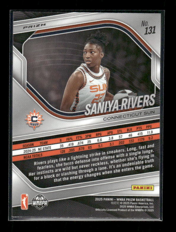 Saniya Rivers - 2025 Prizm WNBA - White Seismic - Rookie