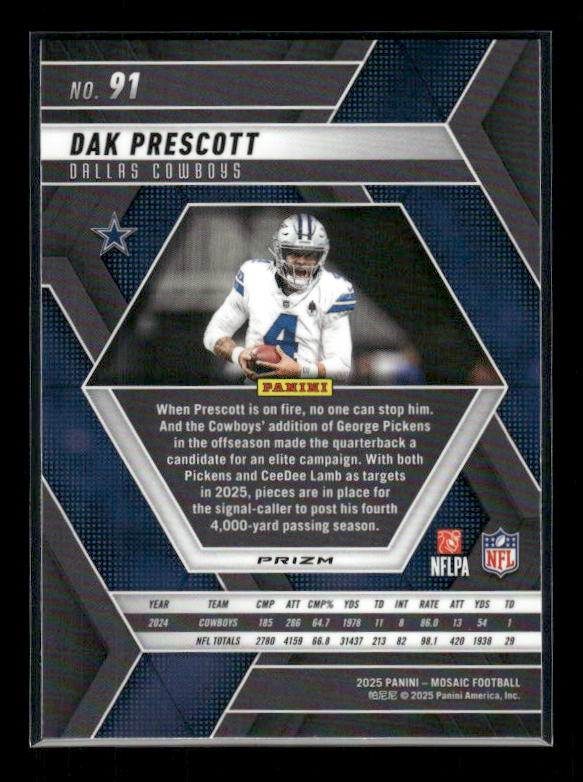 Dak Prescott - 2025 Mosaic Football - Purple Scope