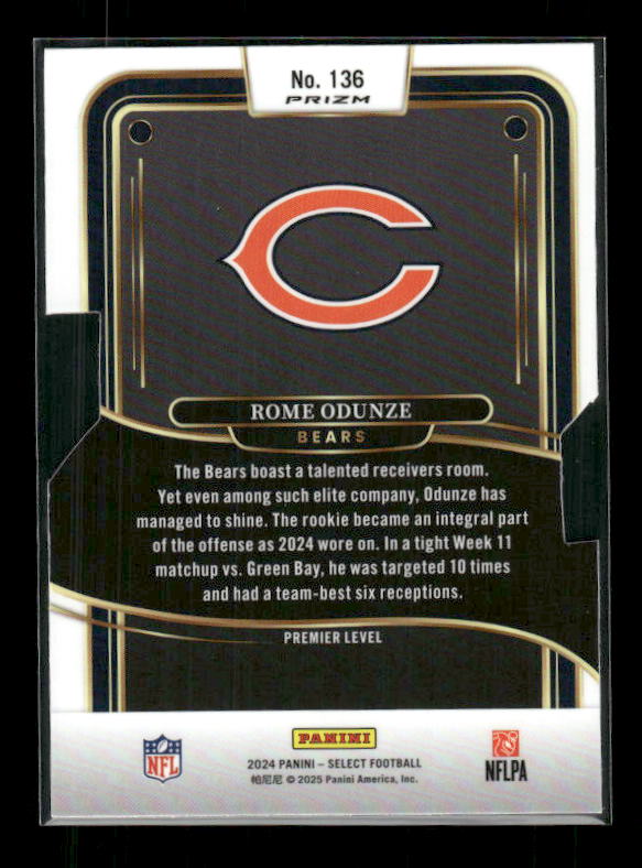 Rome Odunze - 2024 Select Football - Premier Silver Die Cut - Rookie