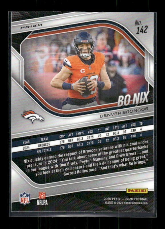 Bo Nix - 2025 Prizm Football - White Disco Prizm