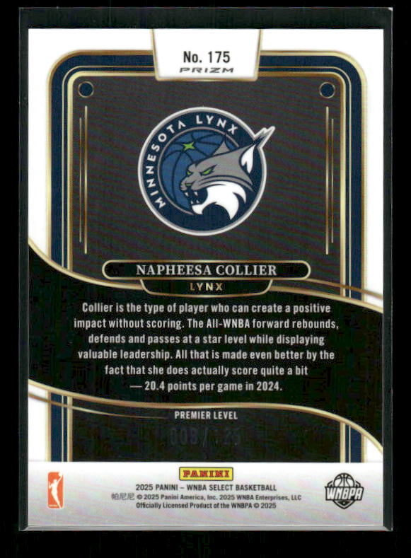 Napheesa Collier - 2025 Select WNBA - Premier Orange Prizm /125